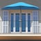 Pure Garden 9ft Half Umbrella with Base, Brilliant Blue 50-LG1037B - alternate 3