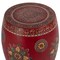 Homeroots 18" Red Iron Hand Painted Floral Round Drum End Table 634883 - alternate 4
