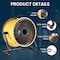 Edendirect Heavy Duty High Velocity Turbo Floor Fan, 16 in Blade Dia, 120V, 2,100/2,400/2,800 cfm IR-FANTD16 - alternate 4
