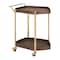 Homeroots 27in Walnut And Brass Wood and Steel Rolling Bar Cart 668799 - alternate 3