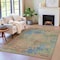 Homeroots 5' X 8' Denim Blue Beige And Copper Abstract Washable Indoor Outdoor Area Rug 630730 - alternate 3