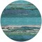 Homeroots 8' Teal Blue Round Abstract Washable Indoor Outdoor Area Rug 608755 - alternate 4