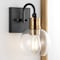 Jonathan Y Marais 5.88" 1-Light Iron/Glass Rustic Vintage LED Vanity Light, Black/Brass Gold JYL3526A - alternate 5