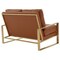 Leisuremod Jefferson Leather Loveseat with Gold Frame, Cognac Tan JAG53BR-L - alternate 4