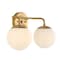 Jonathan Y Louis Parisian Globe 15" 2-Light Metal/Frosted Glass Modern Contemporary LED Vanity Light, Gold Paint JYL3535A - alternate 5