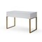 Homeroots 47" White and Gold Wood and Metal Writing Desk With Two Drawers 543788 - alternate 3