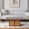 Homeroots 42" Brown and Natural Solid Wood and Wicker Square Double Pedestal Coffee Table 597143 - alternate 2