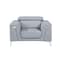 Homeroots 42" Light Gray And Silver Top Grain Leather Club Chair 534092 - alternate 4