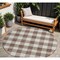 Homeroots 8' Brown And Beige Round Plaid Washable Indoor Outdoor Area Rug 595471 - alternate 1