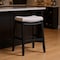 Homeroots 31" White and Black Fabric and Solid Wood Backless Bar Height Bar Chair 632493 - alternate 1