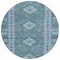 Homeroots 8' Blue Round Geometric Washable Indoor Outdoor Area Rug 607436 - alternate 2