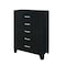 Homeroots 49" Black Wood Five Drawer Dresser 564698 - alternate 2