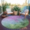 Homeroots 8' Purple Olive Green And Silver Round Abstract Washable Indoor Outdoor Area Rug 617367 - alternate 3