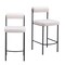 Homeroots Set of Two 26" Ivory and Black Faux Shearling and Steel Low Back Counter Height Bar Chairs, 2PK 555751 - alternate 1