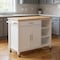 Homeroots 42in Natural and White Butcher Block and Iron Rolling Kitchen Cart With Storage 402544 - alternate 4
