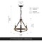 Vidalite Savannah 3-Light Rustic Farmhouse Style Chandelier, Natural Brown & Black Pendant Chandelier Light CE1013044 - alternate 6