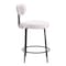 Homeroots Set of Two 25" Ivory and Black Shearling and Steel Low Back Counter Height Bar Chairs 555722 - alternate 2