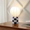 Jonathan Y Valarie 10.25" Contemporary Modern Checkerboard Ceramic w/Ribbed Cocoon Globe Shade LED Mini Table L JYL4203C - alternate 3