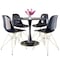 Leisuremod Bristol 5-Piece Modern Dining Set: Round MDF Table & 4 Eiffel Plastic Chairs with Chrome Legs, 5PK BTBL-35BL-CR19TBLG4 - alternate 1