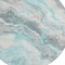 Homeroots 8' Teal Blue And Silver Round Abstract Washable Indoor Outdoor Area Rug 618438 - alternate 2