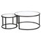 Homeroots Set of Two Black Glass And Steel Round Frame Nested Coffee Tables 520943 - alternate 4