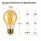 Euri Lighting A19 LED Filament Bulb, 7W, 600 lm, 60W Eq., 2200K, E26, Dimmable, Amber Glass, UL VA19-3020ea - alternate 2