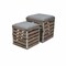 Homeroots Set Of 2 Square Gray Linen Fabric And Wood Slats Storage Benches 379838 - alternate 1