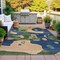 Homeroots 9' X 12' Navy Blue Gold And Olive Green Abstract Washable Indoor Outdoor Area Rug 630607 - alternate 3