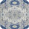 Homeroots 8' Navy Blue Ivory And Gray Round Oriental Washable Indoor Outdoor Area Rug 596640 - alternate 5
