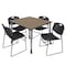 Regency Square Kee Mobile Adjustable Classroom Table W/ 4 Zeng Stack Chairs, 48 in W, 48 in L, Noble Oak TB4848NOAPCGY44BK - alternate 1