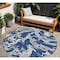 Homeroots 8' Navy Blue Gray And Ivory Round Abstract Washable Indoor Outdoor Area Rug 600110 - alternate 1