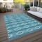 Homeroots 5' X 8' Teal Blue Gray And Ivory Geometric Washable Indoor Outdoor Area Rug 599671 - alternate 4