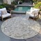 Homeroots 8' Beige Brown And Gray Round Floral Washable Indoor Outdoor Area Rug 597796 - alternate 2