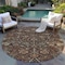 Homeroots 8' Chocolate Tan And Green Round Floral Washable Indoor Outdoor Area Rug 603409 - alternate 5