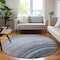 Homeroots 8' Denim Blue And Navy Blue Round Abstract Washable Indoor Outdoor Area Rug 577291 - alternate 2