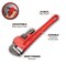 Performance Tool Performance Tool 1-1/2 in. Pipe Wrench 10 in. L Orange 1 pc W1133-10B - alternate 3