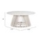 Homeroots 32" White and Natural Genuine Marble and Solid Wood Round Drum Coffee Table 565075 - alternate 3