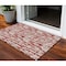 Homeroots 3' X 5' Red And Ivory Abstract Washable Indoor Outdoor Area Rug 602515 - alternate 1