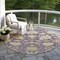 Homeroots 8' Eggplant Beige And Green Round Floral Washable Indoor Outdoor Area Rug 605201 - alternate 3