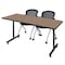 Regency Kobe T-Base Training Seminar Table W/ 2 Cadence Stack Chairs, 60 in W, 30 in L, Noble Oak MKTRCT6030NO23BK - alternate 1