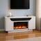 Homeroots 76" White Ribbed Wood Electric Storage Cabinet Fireplace With LED And Speaker 643644 - alternate 3