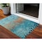 Homeroots 3' X 5' Blue Terra Cotta And Black Abstract Washable Indoor Outdoor Area Rug 603083 - alternate 1