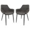 Leisuremod Markley Modern Leather Dining Arm Chair with Metal Legs, Grey, 2PK EC26GR2 - alternate 1