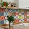 Homeroots 12" X 12" Pink, Red and Yellow Auguri Geo Peel and Stick Removable Tiles 555950 - alternate 4