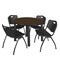 Regency Round Kee Breakroom Table W/ 4 M Stack Chairs, 36 in W, 36 in L, Neo Walnut TB36RNDNWBPBK47BK - alternate 1