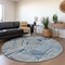 Homeroots 8' Denim Blue Gray And Ivory Round Geometric Washable Indoor Outdoor Area Rug 594775 - alternate 2