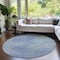Homeroots 8' Denim Blue And Sky Blue Round Abstract Washable Indoor Outdoor Area Rug 587208 - alternate 2