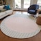 Homeroots 8' Silver And Pink Round Striped Washable Indoor Outdoor Area Rug 597195 - alternate 4