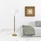 Homeroots 61" Brass Two Light Floor Lamp With White Frosted Glass Drum Shade 523571 - alternate 2