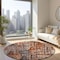 Homeroots 8' Orange Copper And Salmon Round Village Houses Washable Indoor Outdoor Area Rug 577867 - alternate 2